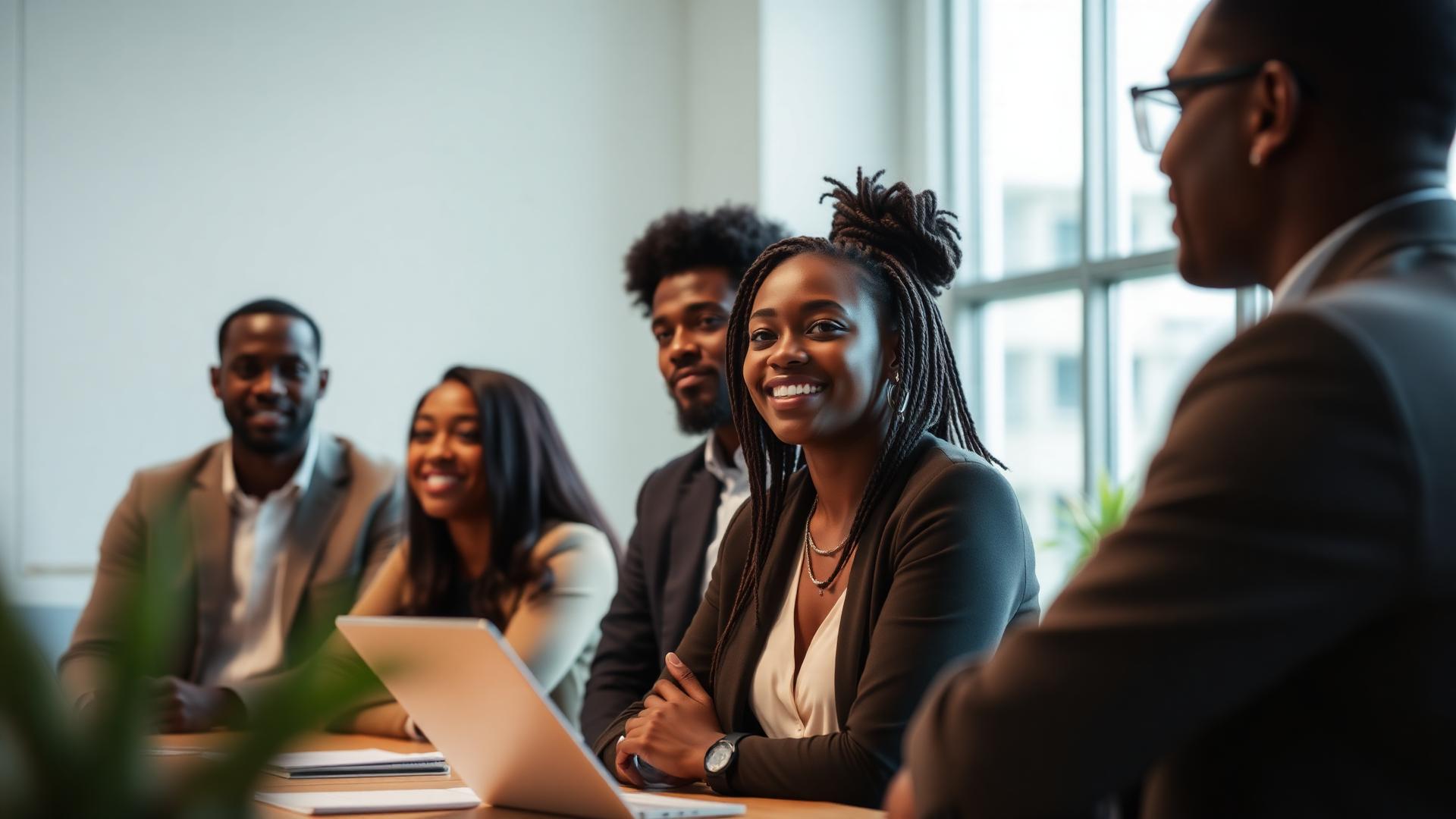 Young African and Asian professionals collaborating
